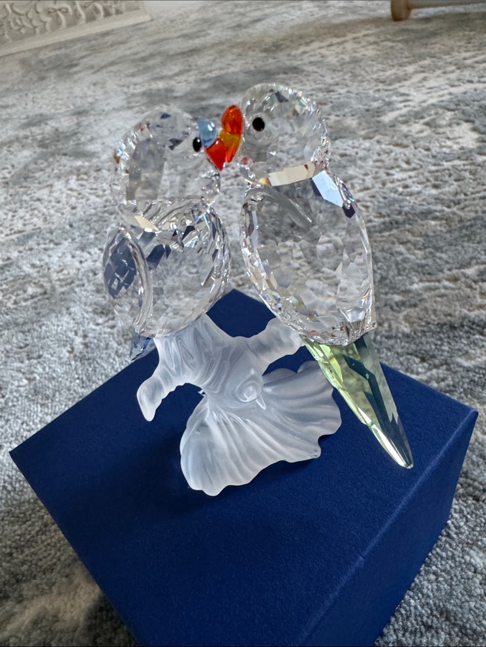 Swarovski Clear Crystal Parrot Pair with Orange Beaks